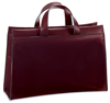 Jack Georges top zip briefcase made of cherry-colored Italian leather