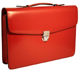 red Italian leather slim flapover briefcase