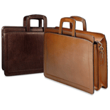 brown and tan double-gusset top-zip briefcases