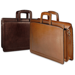 brown and tan double-gusset top zip Jack Georges brief bags