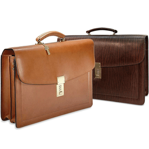 belting tan and saddle brown leather double gusset flapover briefbags