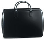 black Italian leather single-gusset briefcase