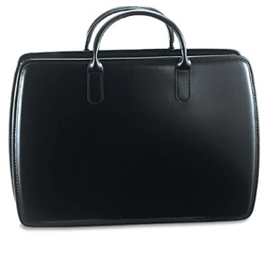 black Italian leather single-gusset briefcase