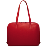 red leather three way zip business tote