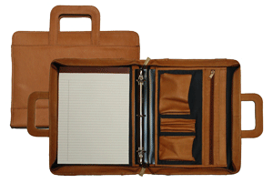tan Vaqueta Napa leather binder briefcase