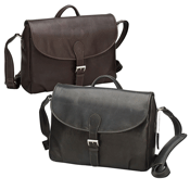 black and brown buckled leather messenger bags