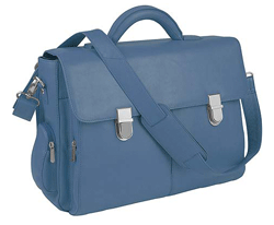 cornflower blue leather computer briefcase