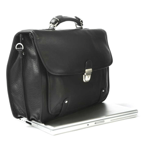 black leather double-gusset Jeremy briefcase