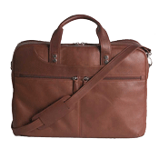 brandy-colored leather multi-pocket briefcase