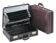 black and Burgundy leather expandable attache cases