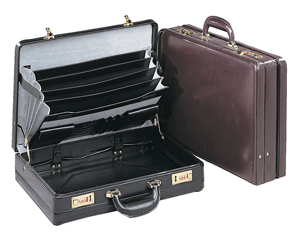 black and Burgundy leather expandable attache cases