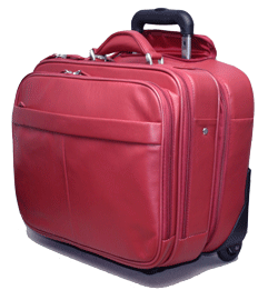 red carry-on laptop briefcase with telescoping handle