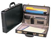 black and Burgundy slim split leather attache cases