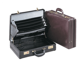 black and Burgundy split leather expandable attache cases