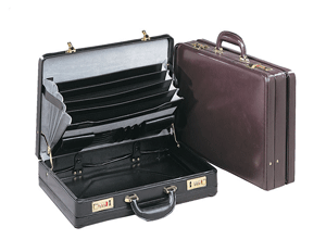 split leather expandable attache case