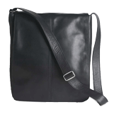 black leather European-style messenger bag