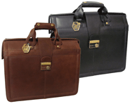 brown and dark brown leather executive briefcases