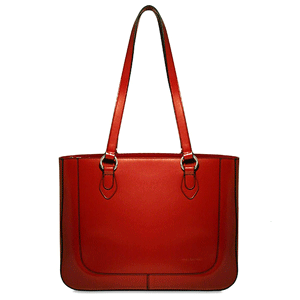 red Italian leather east-west business tote