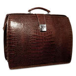 brown crocodile-embossed leather classic briefbag