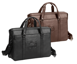 black and brown Napa leather brief bags