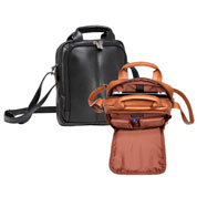 black and tan Napa cowhide tablet and e-reader day bags
