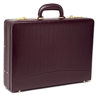 Burgundy bonded leather expandable attache case