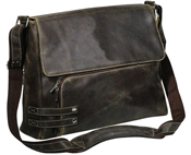 brown distressed leather messenger bag