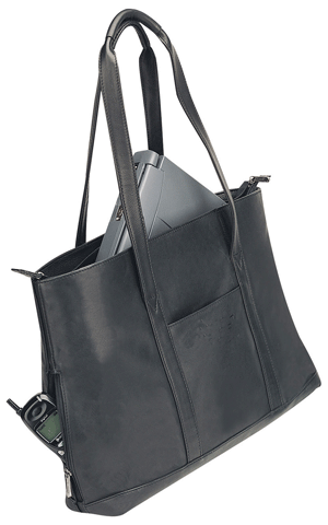 black Napa leather laptop tote