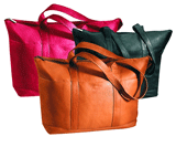 large red, tan and black leather casual tote bags