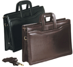 black and brown leather portfolio briefcases with drop handles