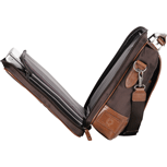 inside view of nylon and leather computer messenger bag