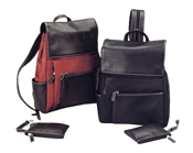 black and rust nylon and leather mini backpacks