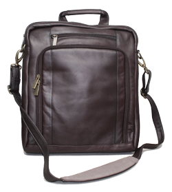dark brown leather slim laptop briefcase