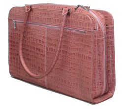 tawny rose croco grain leather woman's laptop bag