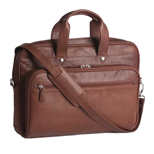 tan leather underarm portfolio with shoulder strap